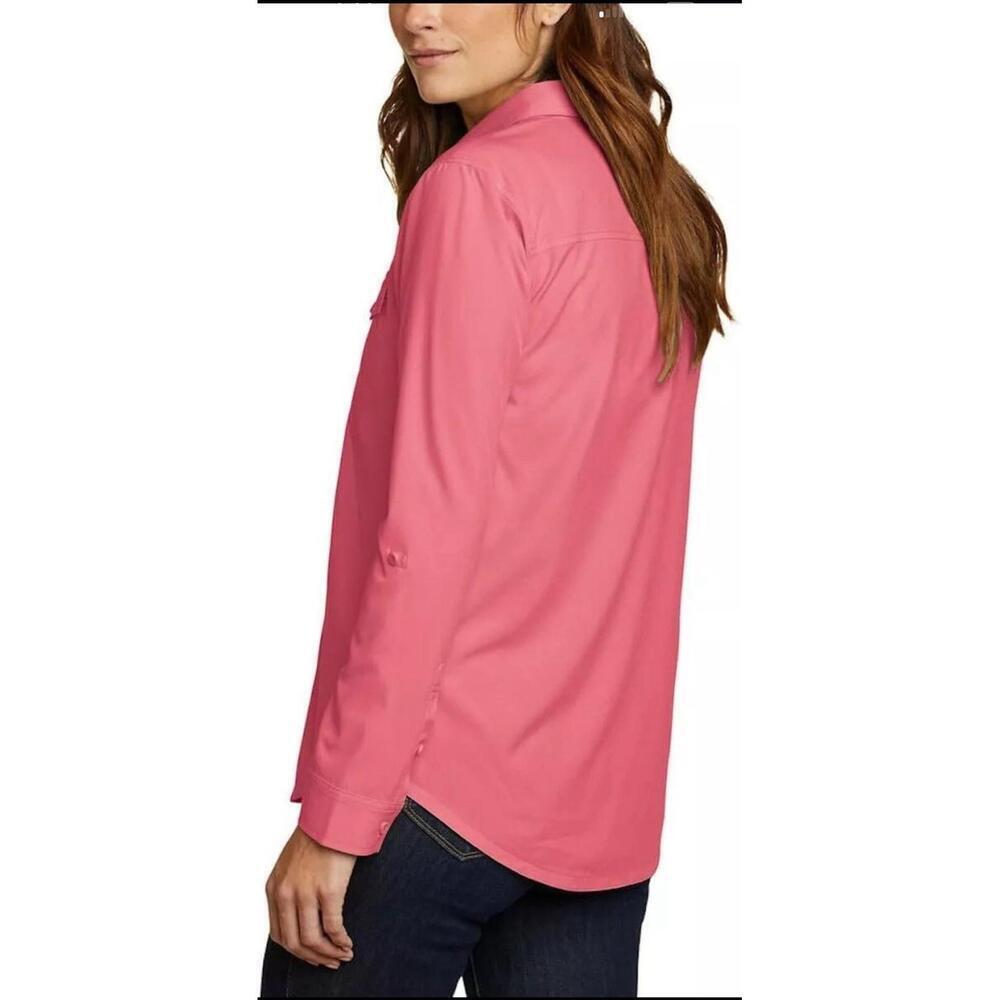 Eddie Bauer Women's Stretch Moisture Wicking Long Sleeve Shirt, Red, 2XL AF - Picture 2 of 2